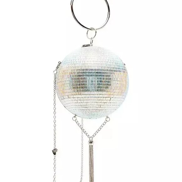 Betsey Johnson Kitsch Dancing Queen Iridescent Rhinestone Disco Ball Crossbody - Picture 1 of 16